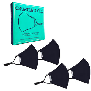 Onroad Co. Cotton Reusable and Washable 3 Layered Cloth Mask (Blue - Pack of 4, Medium (Ideal for 35-60 kg weight range)) for Unisex