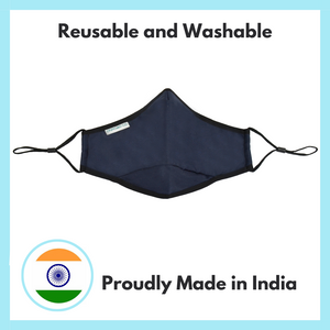 Reusable and Washable Anti Pollution Masks with 4 PM 2.5 Replaceable Filters - Blue Color, Large (Ideal for 60-90 kgs body weight)