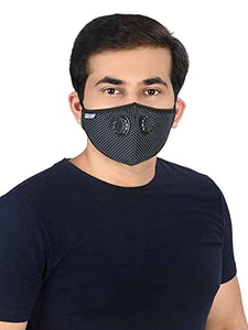 6 Layered Reusable Anti-Pollution Mask (Pack of two- Black with White Dots)