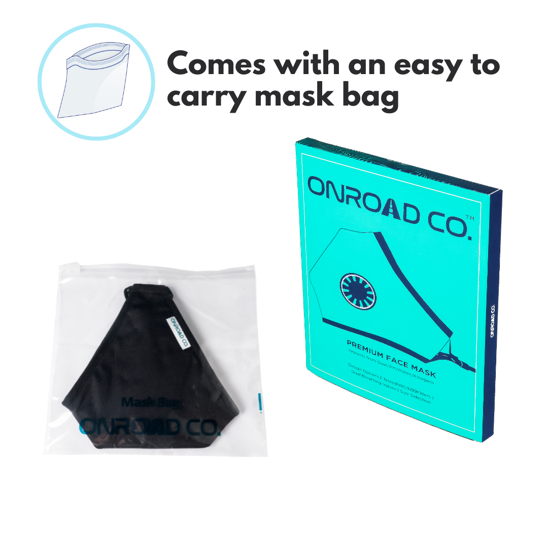 6 Layered Reusable Anti-Pollution Masks (Pack of two - 1 Black, 1 Blue)