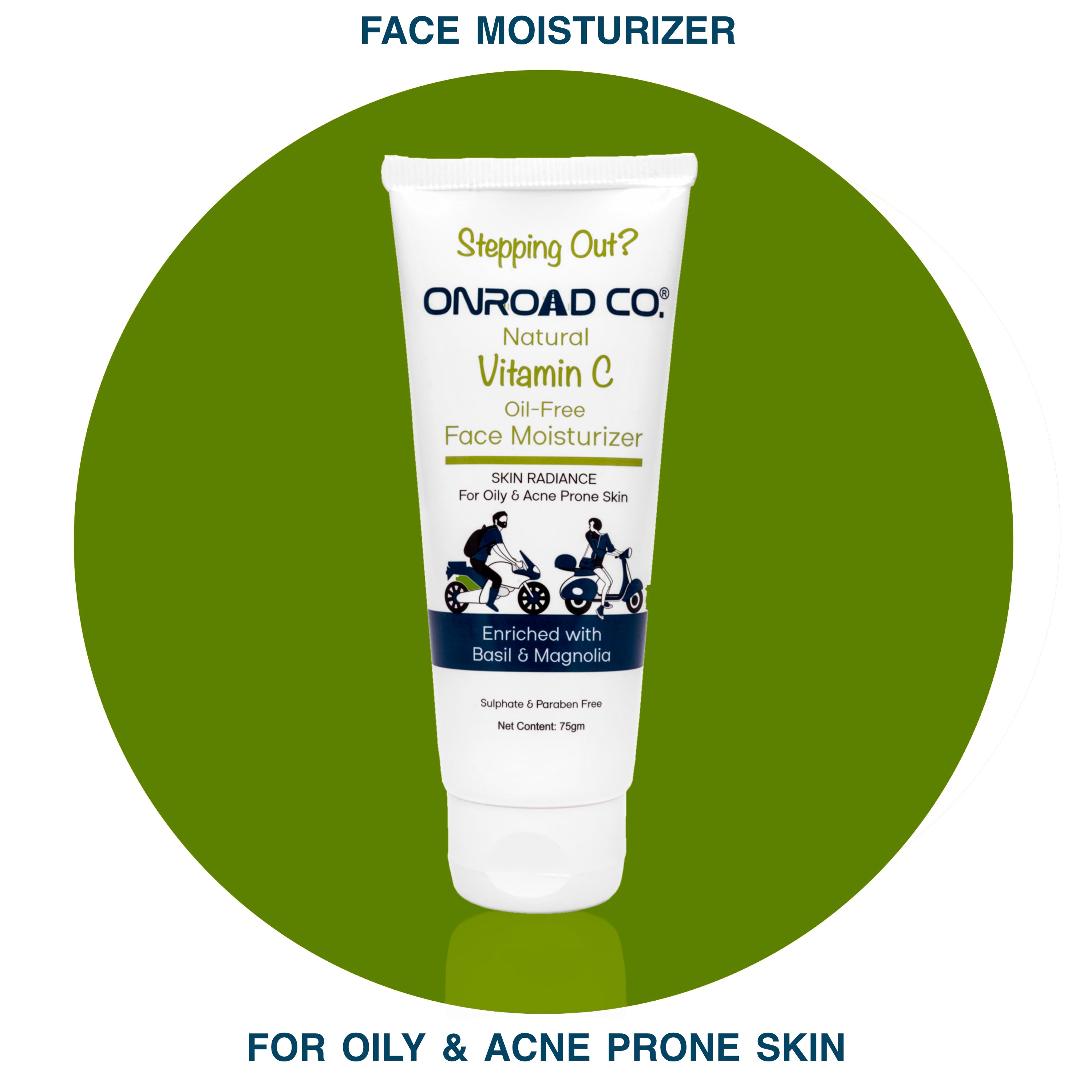 Vitamin C Face Moisturizer | Especially for Oily & Acne Prone Skin | Enriched with Basil and Magnolia | No Sulphates & Parabens | 100% Toxin Free