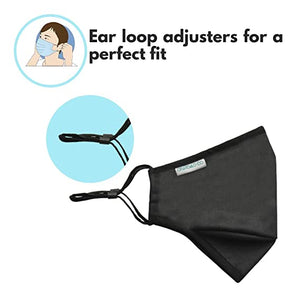 Reusable and Washable Anti Pollution Masks with 2 PM 2.5 Replaceable Filters - Black Color, Large (Ideal for 60-90 kgs body weight)