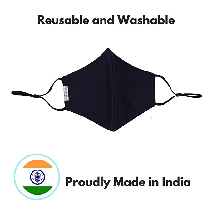 Reusable and Washable 3 Layered Anti Pollution Cloth Mask (Pack of Two) - Blue
