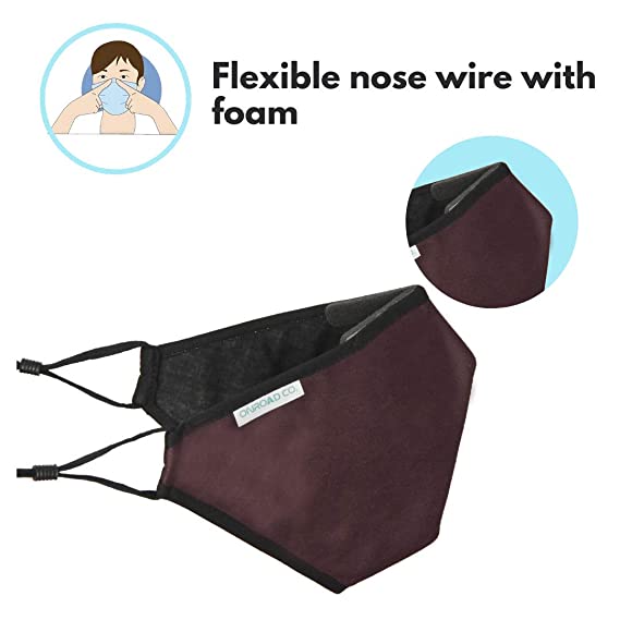 6 Layered Reusable Anti-Pollution Masks (Pack of two- Burgundy)